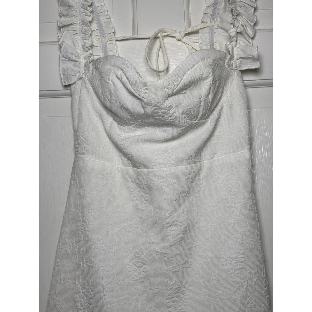 Lulus White Ruffle Straps Lined Fitted Dress Zip Women S Homecoming White Party - Picture 2 of 7